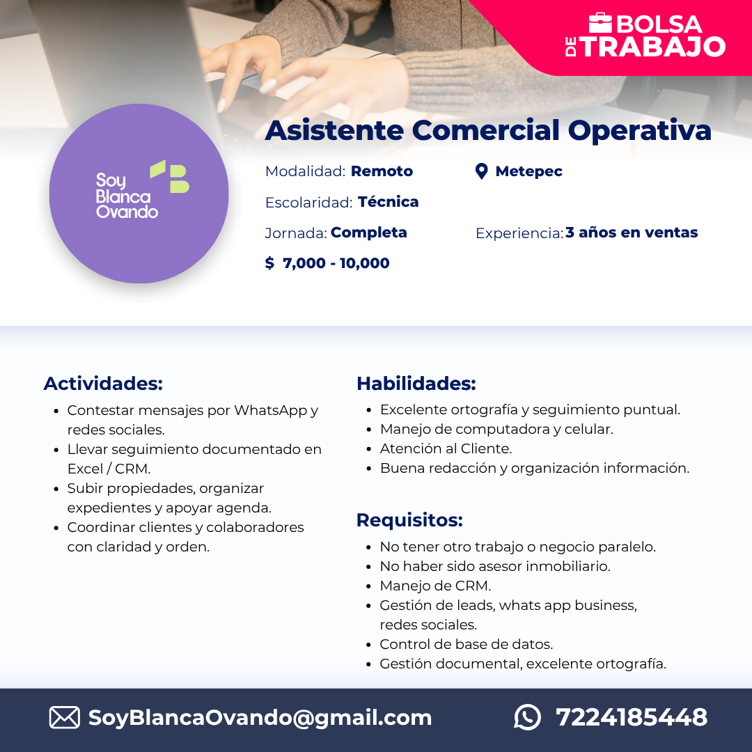 Asistente Comercial Operativa